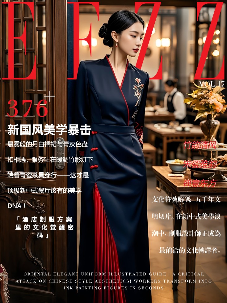 新國(guó)風(fēng)美學(xué)制服-酒店中式餐廳服務(wù)員工作服文化符號(hào)解碼圖鑒
