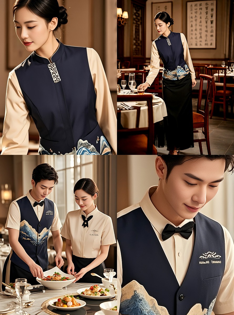 新國(guó)風(fēng)美學(xué)制服-酒店中式餐廳服務(wù)員工作服文化符號(hào)解碼圖鑒