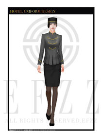 灰色女款酒店門童行李生制服設(shè)計(jì)圖1143
