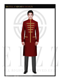 中國紅男裝酒店行李生服裝款式圖1179