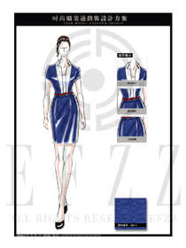 寶石藍時尚OL女職業(yè)裝制服設(shè)計圖577