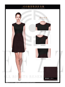 OL時尚棗紅色女職業(yè)裝夏裝制服設(shè)計圖625