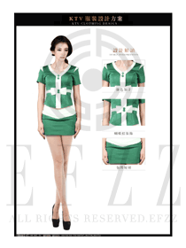 時(shí)尚綠色短裙款KTV夜場DJ公主服裝設(shè)計(jì)圖799