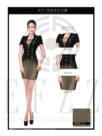 KTV時(shí)尚香檳綠時(shí)尚拼圖紋修身款夜場DJ公主服裝設(shè)計(jì)圖818