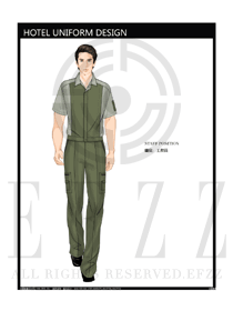 墨綠色工程服短袖夏裝制服設(shè)計(jì)圖174