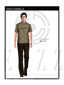 灰色工程服短袖夏裝制服設(shè)計(jì)圖179