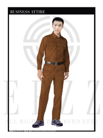時(shí)尚棕色男款長(zhǎng)袖工程服制服設(shè)計(jì)圖094