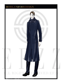 時(shí)尚深藍(lán)色男裝大衣服裝款式圖100