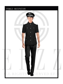 時尚黑色男款保安服短袖制服設計圖259