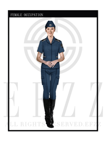 時尚深藍色女款保安服短袖制服設計圖263