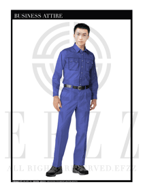 時尚藍色男款長袖工程服制服設計圖102