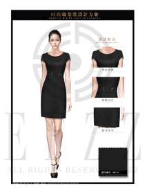 OL時(shí)尚黑色女職業(yè)裝夏裝制服設(shè)計(jì)圖653