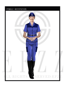 深藍色女款保安服短袖服裝款式圖268