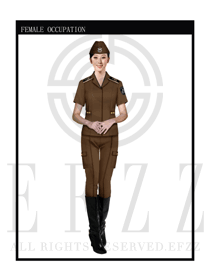 時尚咖啡色女款保安服短袖制服設計圖273