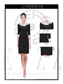 OL時(shí)尚黑色女職業(yè)裝夏裝制服設(shè)計(jì)圖659