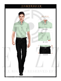 時尚淺綠色男裝短袖襯衫服裝款式圖054