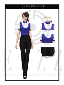 深藍(lán)色女款快餐服務(wù)生制服設(shè)計(jì)圖220