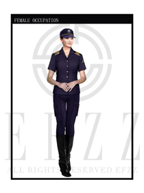 時尚紫色女款保安服短袖制服設計圖293