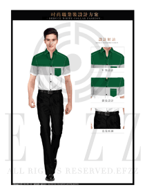 時尚墨綠色男裝短袖襯衫服裝款式圖058