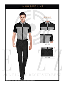 灰色條紋款男裝短袖襯衫制服設計圖063