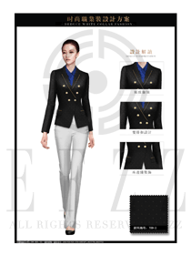 時(shí)尚黑色短裙女款職業(yè)套裝制服設(shè)計(jì)圖1334