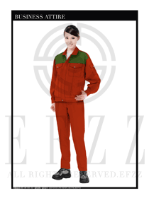 橘紅色春秋女款工程服服裝設(shè)計圖1026