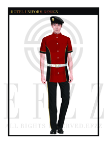 玫紅色男款保安服短袖服裝款式圖316