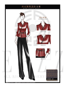 酒紅色女款酒店民族特色服裝款式設(shè)計(jì)圖178