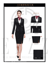 黑色女款職業(yè)套裝服裝款式圖1361