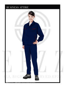 深藍色女款春秋工程服服裝設計圖1046