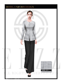 時尚灰色女款酒店客房服務員制服設計圖570