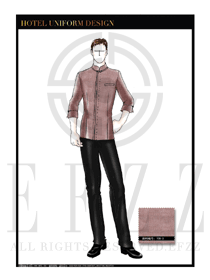 棕色男款酒店客房服務員制服設計圖575
