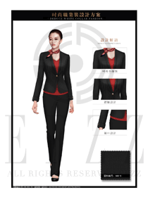 時尚黑色女秋冬職業(yè)裝制服設計圖1366