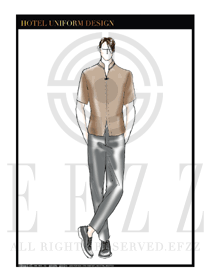 時尚咖啡色男款水療會所服務員服裝款式圖220