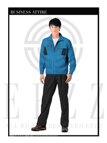 粉藍(lán)色男款長(zhǎng)袖車間工作服裝款式設(shè)計(jì)圖1074