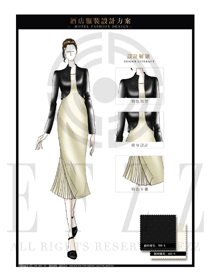 大師手繪時(shí)尚女款高級(jí)西餐廳咨客服裝款式設(shè)計(jì)圖547