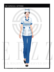 時尚顯氣質(zhì)女款褲裝按摩技師款式設(shè)計圖1369