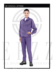 紫色女款4S店工作服款式設計圖1100