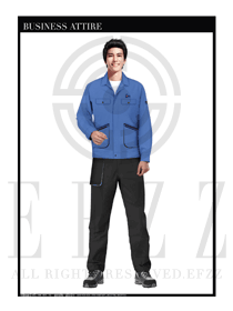 天藍(lán)色男款長袖車間工作服裝制服設(shè)計(jì)圖1101
