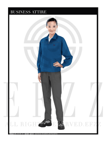 時尚藍色長袖女款工程服款式設計圖1105