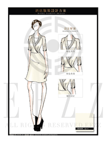 米白色短裙款酒店西餐廳領班制服設計圖086