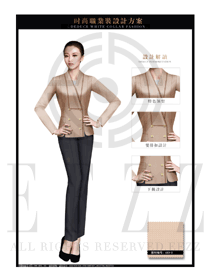 時尚卡其色女款專賣店營業員服裝款式圖1477