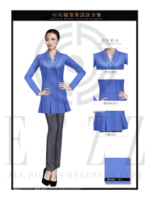 天藍(lán)色女款珠寶營(yíng)業(yè)員制服設(shè)計(jì)圖1478
