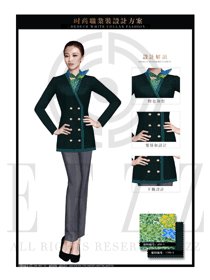 時尚墨綠色女款專賣店營業員服裝款式圖1483