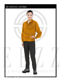 時(shí)尚橙色女款春秋工程服制服設(shè)計(jì)圖1168