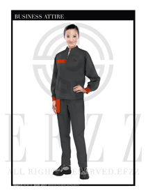 深灰色長袖女款4S店春秋工程服制服設(shè)計圖1172
