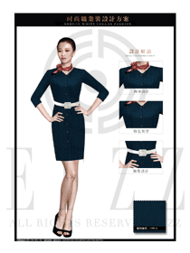 墨綠色ol時尚女職業(yè)裝夏裝制服設(shè)計圖694