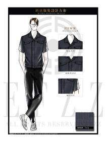 時尚手繪男款短袖工程服夏裝制服設計圖210