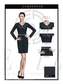 時尚黑色連衣裙款專賣店營業員制服設計圖1495