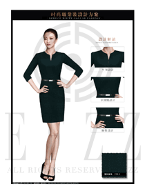 墨綠色ol時尚女職業(yè)裝夏裝制服設(shè)計圖701